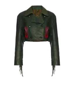 Momma's Blues Emerald Egyptian Cat Fringed Jacket