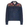 Momma's Blues Vishna Denim Jacket With Leopard Print Shoulders