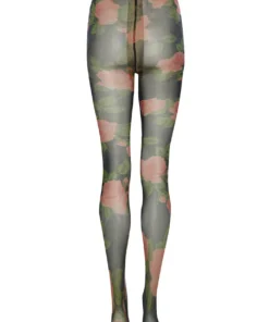 Richard Quinn Pink Rose Printed Sheer Tights