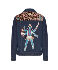 Momma's Blues Vishna Denim Jacket With Leopard Print Shoulders