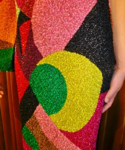 Ashish Sequin Long Asymmetric Abstract Dress