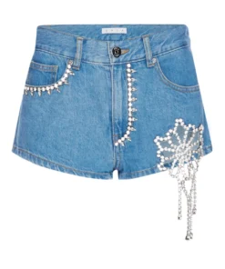 Area Crystal Crochet Cutout Hot Short