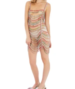 Area Draped Crystal Mini Dress