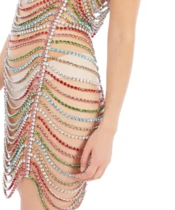 Area Draped Crystal Mini Dress