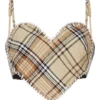 Area Crystal Trim Tartan Heart Top