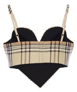 Area Crystal Trim Tartan Heart Top