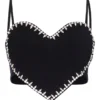 Area Crystal Trim Heart Top