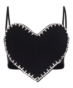Area Crystal Trim Heart Top