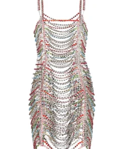 Area Draped Crystal Mini Dress