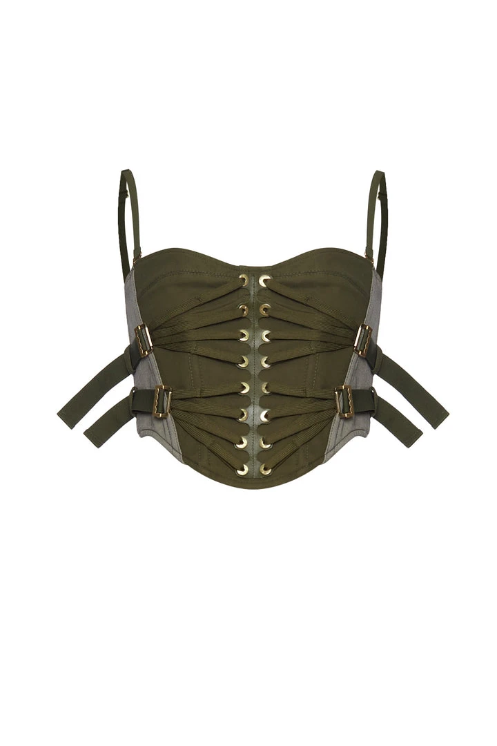 Dion Lee Laced Slider Bustier-Olive 3 Dion Lee Laced Slider Bustier-Olive