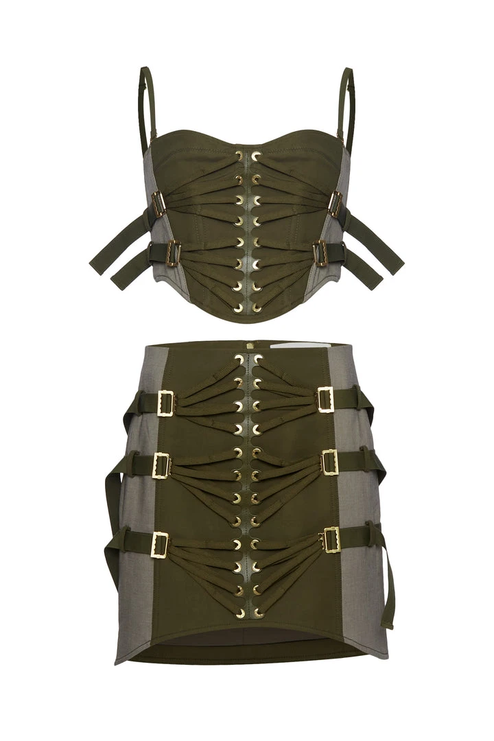 Dion Lee Laced Slider Bustier-Olive 8 Dion Lee Laced Slider Bustier-Olive