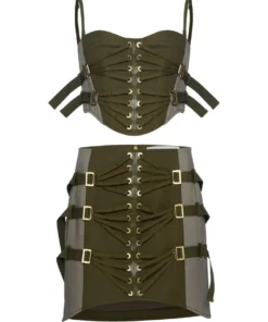 Dion Lee Laced Slider Skirt- Olive