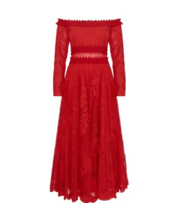 Giambattista Vali Red Lace Midi Dress