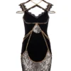 Christian Cowan Velvet Chain Strap Dress