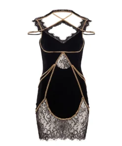 Christian Cowan Velvet Chain Strap Dress
