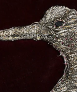 Annie's Archive 1910 Burgundy Velvet Robe Kimono With Embroidered Cranes And Lily Pads