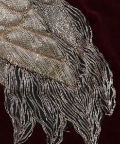 Annie's Archive 1910 Burgundy Velvet Robe Kimono With Embroidered Cranes And Lily Pads