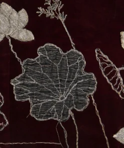 Annie's Archive 1910 Burgundy Velvet Robe Kimono With Embroidered Cranes And Lily Pads