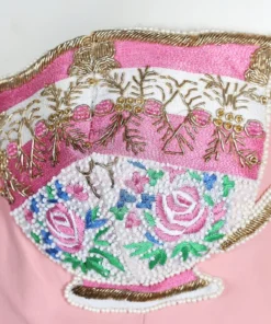 Annie's Archive 1991 Moschino Couture Pastel Pink 'Tea 4 2' Bodycon Dress. Rent: £150/Day