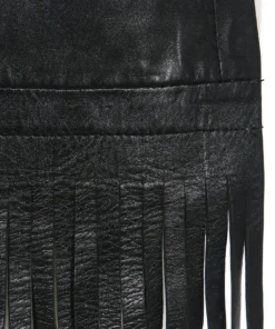 Annie's Archive 1960s Pierre Cardin Mod Space Black Lambskin Leather Fringed Mini Dress. Rent: £55/Day