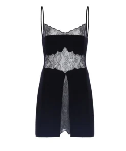 Giambattista Vali Knit Mini Dress With Lace Chantilly Inlay