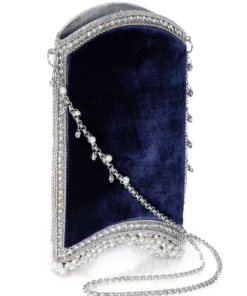 Mae Cassidy Velvet Pearl Cocktail Midnight Blue Phone Bag