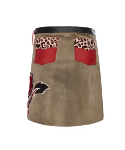 Momma's Blues Dragon Appliquéd Suede Leather Mini Skirt
