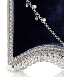 Mae Cassidy Velvet Pearl Cocktail Midnight Blue Phone Bag