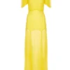 De La Vali Agua Floor Length Yellow Chiffon Dress 1 De La Vali Agua Floor Length Yellow Chiffon Dress