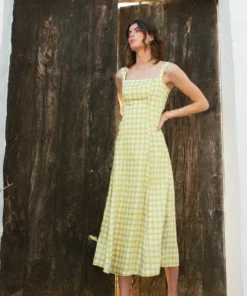 De La Vali Bandana Green Polka Dress