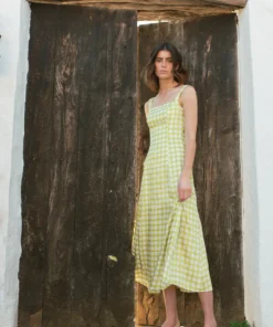 De La Vali Bandana Green Polka Dress