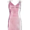 Area Crystal Bow Strap Mini Dress