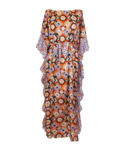 Temperley London Silk Crochet Print Kaftan