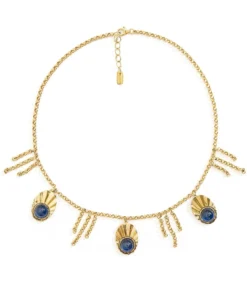 Liase Crown Shell Necklace With Blue Zircons