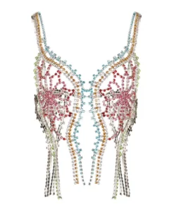 Area Crystal Crochet Flower Top