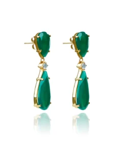 Opuline Isabella Green Onyx Earrings