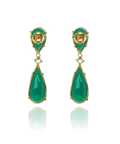 Opuline Isabella Green Onyx Earrings