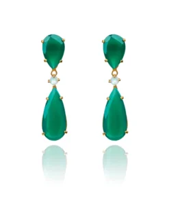 Opuline Isabella Green Onyx Earrings