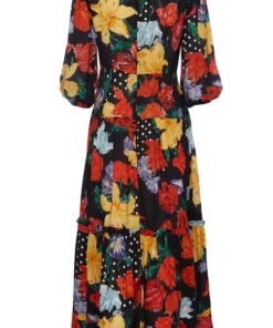 RIXO Monet Spotted Lily Garden Dress