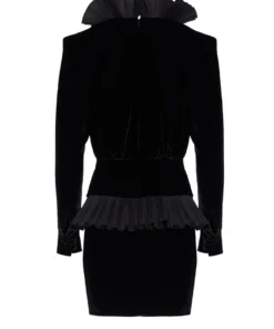 Alessandra Rich Dress Mini Velvet Bow & Plisse