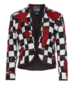 Annie's Archive 1980s Elle Singh For Escada Checkered Sequin Jacket With Red Stars