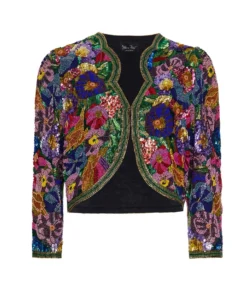 Annie's Archive 1940s Multi-Coloured Floral Sequin Jacket