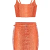 Mia Vesper Faux Croc Tiny Skirt - Orange