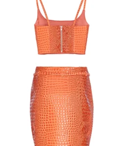 Mia Vesper Faux Croc Tiny Skirt - Orange