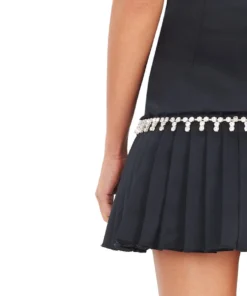 Area Pleated Tuxedo Dress