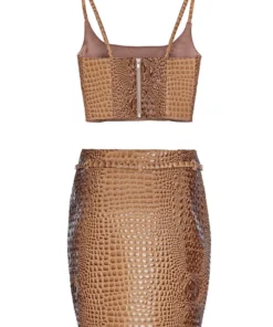 Mia Vesper Faux Croc Tiny Top - Brown