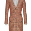 Alessandra Rich Mini Orange Tweed Sequin Dress 1 Alessandra Rich Mini Orange Tweed Sequin Dress