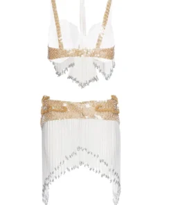 Annie's Archive 1980s Beige Showgirl Sequin Embroidered Two-Piece. Rent: £47/Day
