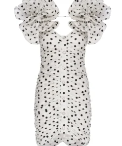Alessandra Rich Rushed Polka Dot Mini Dress