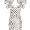 Alessandra Rich Rushed Polka Dot Mini Dress